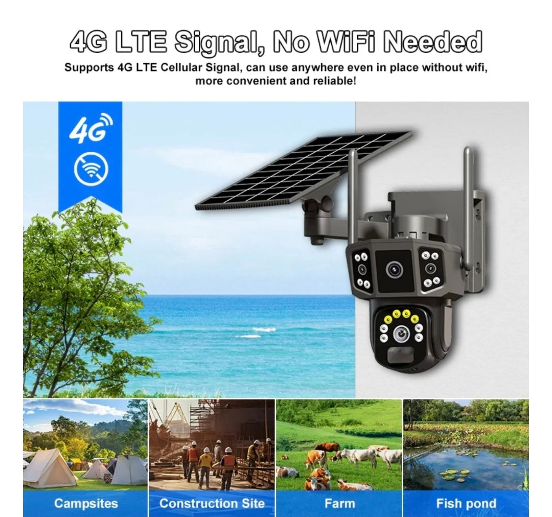 Caméra de Sécurité VC14 4G PTZ – 12 MP, Triple Objectifs, Vision 360°