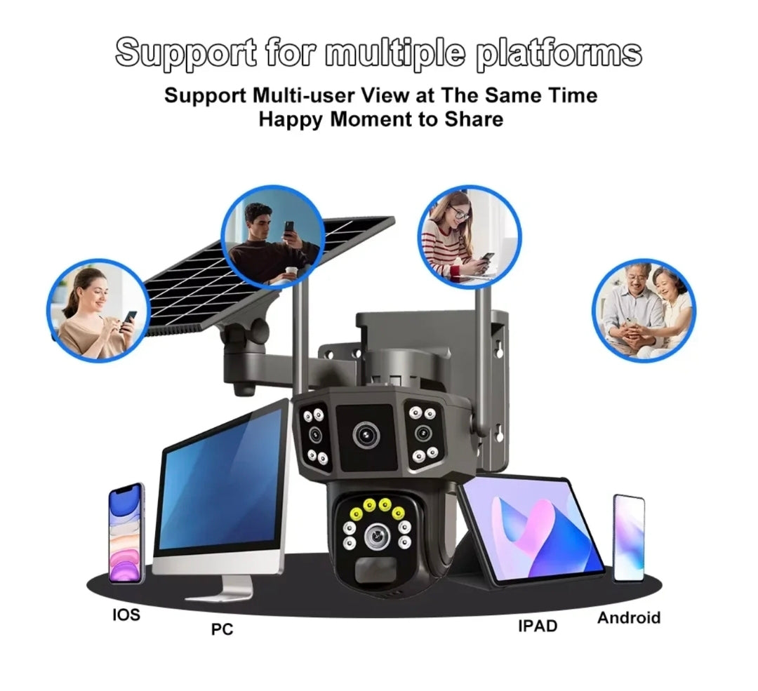 Caméra de Sécurité VC14 4G PTZ – 12 MP, Triple Objectifs, Vision 360°