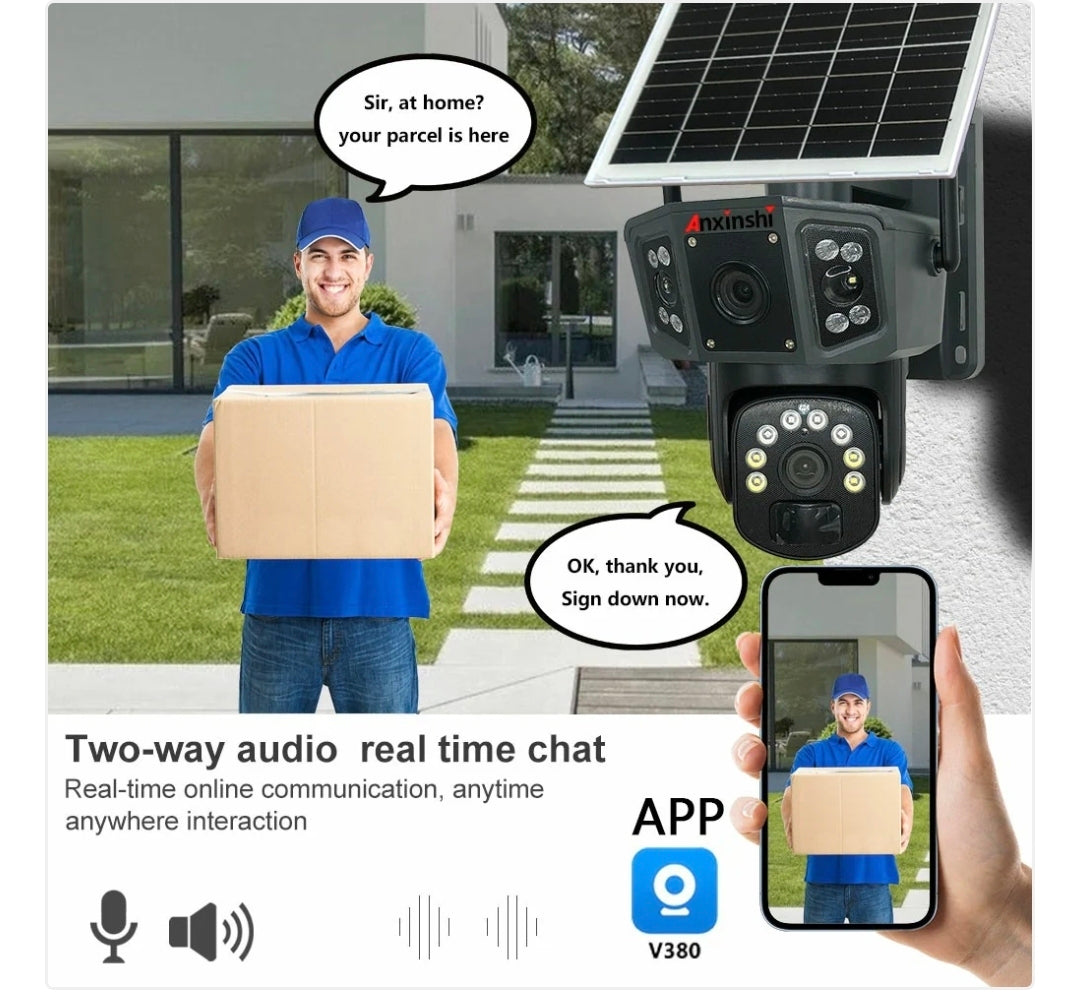 Caméra de Sécurité VC14 4G PTZ – 12 MP, Triple Objectifs, Vision 360°