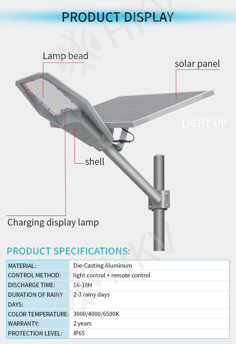 lampadaire solaire robot 600w panneau séparé