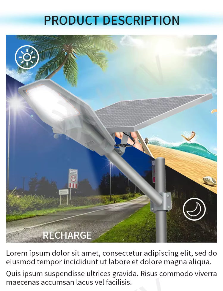 lampadaire solaire robot 600w panneau séparé